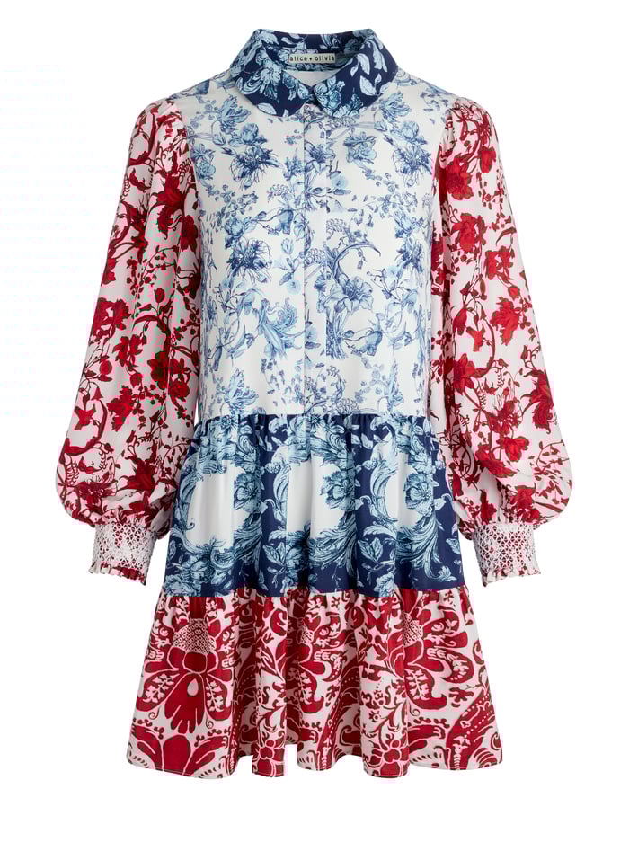 PAULIE TIERED BLOUSON SLEEVE MINI DRESS - JE L