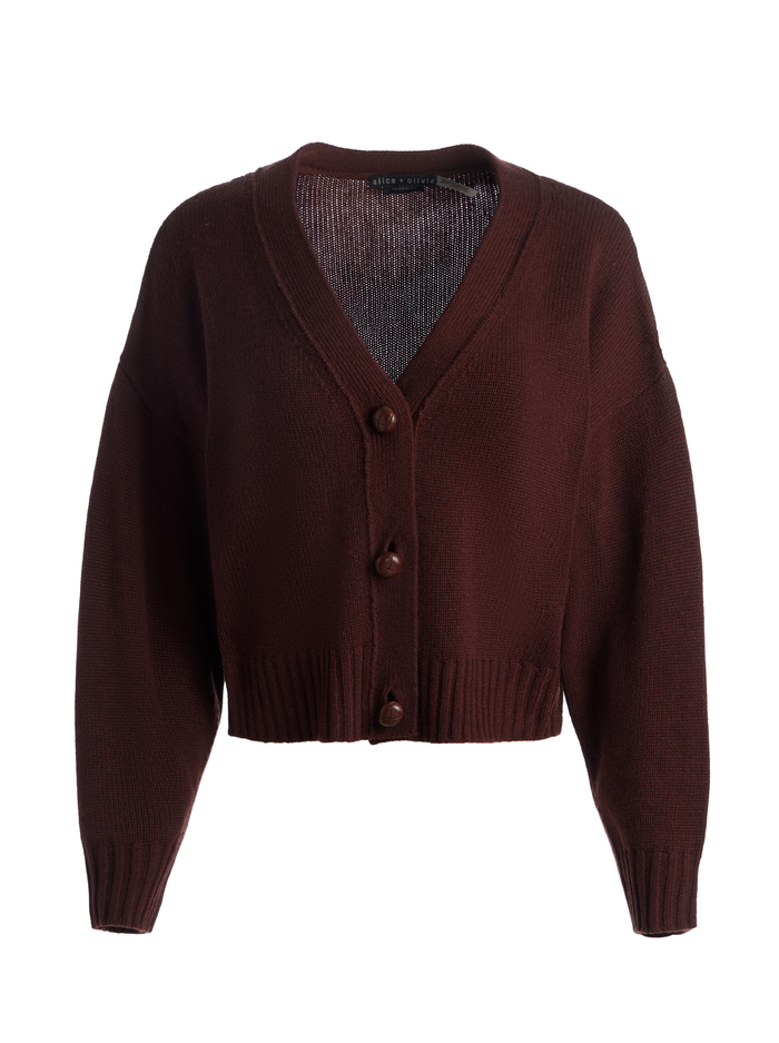 ATTICUS CASHMERE CARDIGAN - MOCHA image 5 - Alice And Olivia