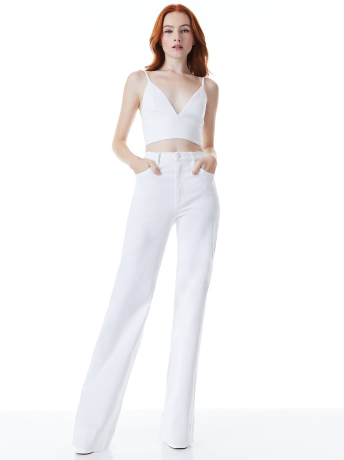 SOFIA HIGH RISE BOYFRIEND JEAN - WHITE image 3 - Alice And Olivia