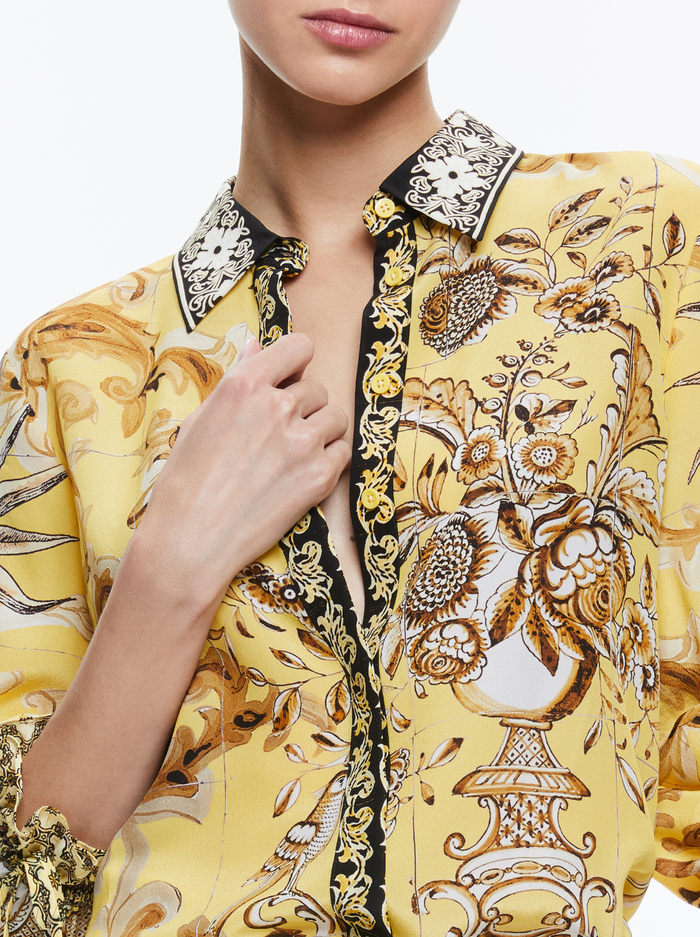 WILLA BLOUSON TIE SLEEVE TOP - LISBOA LEMON MERINGUE image 3 - Alice And Olivia