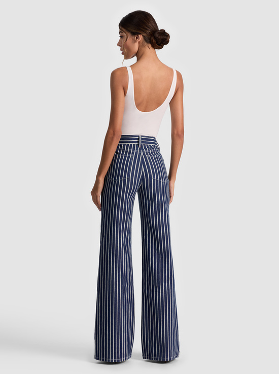 INDIGO/OFF WHITE STRIPE-CHIC STRIPED JEAN
