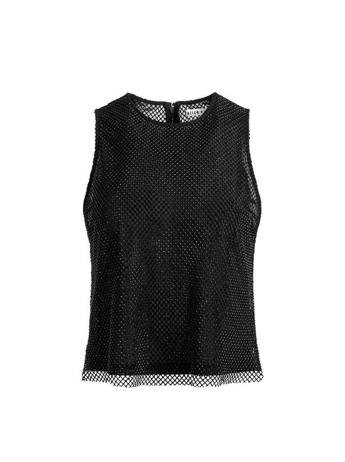 Angelina Crystal Embellished Tank In Black | Alice And Olivia