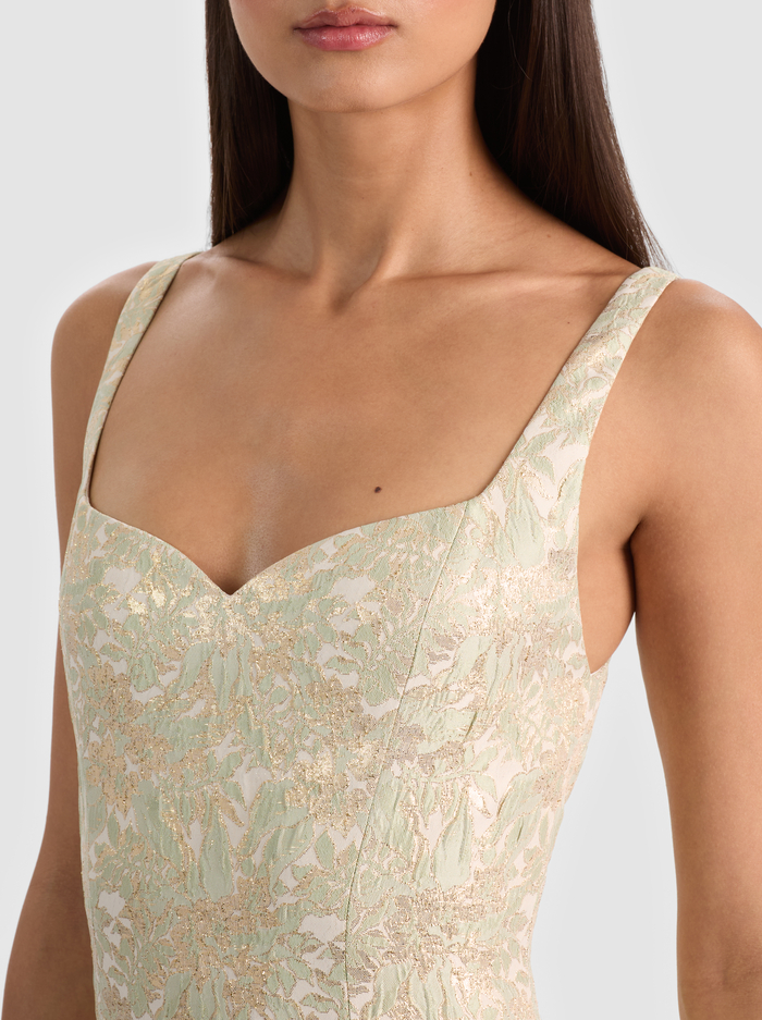 EVE SWEETHEART MINI DRESS - OFF WHITE/SAGE image 2 - ALICE + OLIVIA