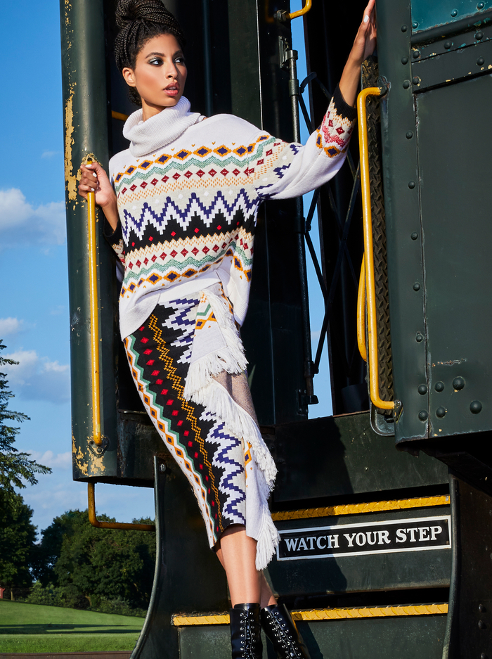 FELICITY FAIRISLE FRINGE SKIRT - MULTI image 6 - Alice And Olivia