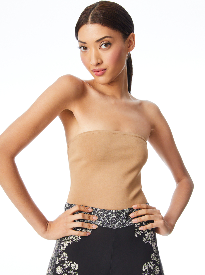 ALISON CROPPED TUBE TOP - TAN - Alice And Olivia