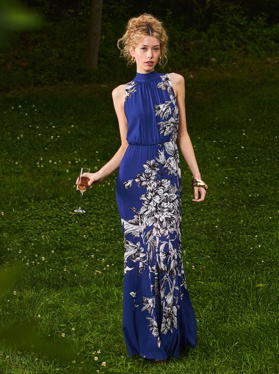 BLOOMING WILD INDIGO-DITA MAXI DRESS
