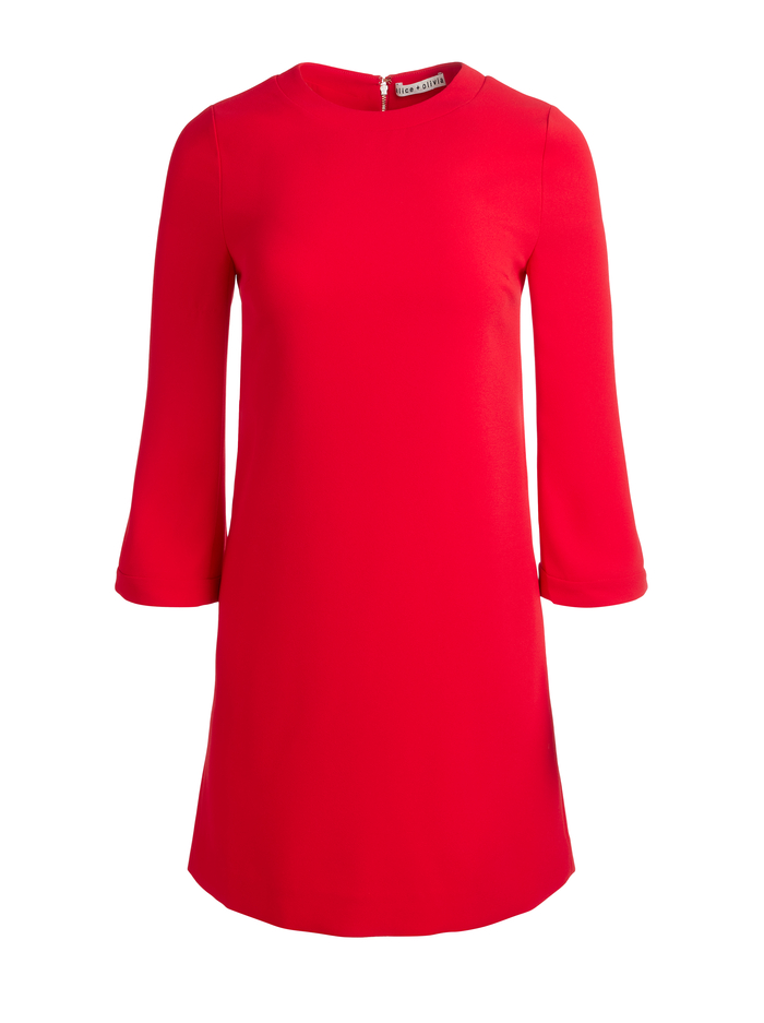 ELEONORA MINI DRESS - BRIGHT RUBY image 5 - Alice And Olivia