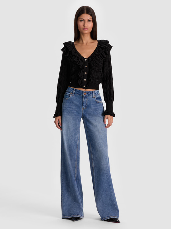 BLACK-EILEEN RUFFLE CARDIGAN