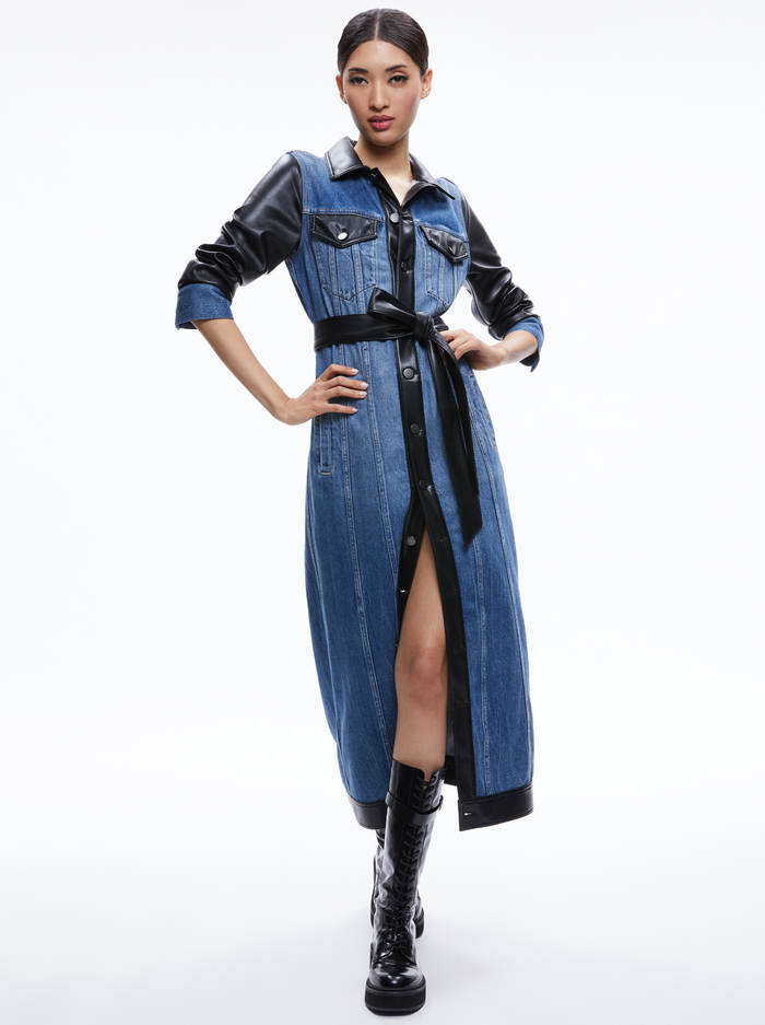 DARREN VEGAN LEATHER COMBINATION JACKET - BROOKLYN BLUE image 2 - Alice And Olivia