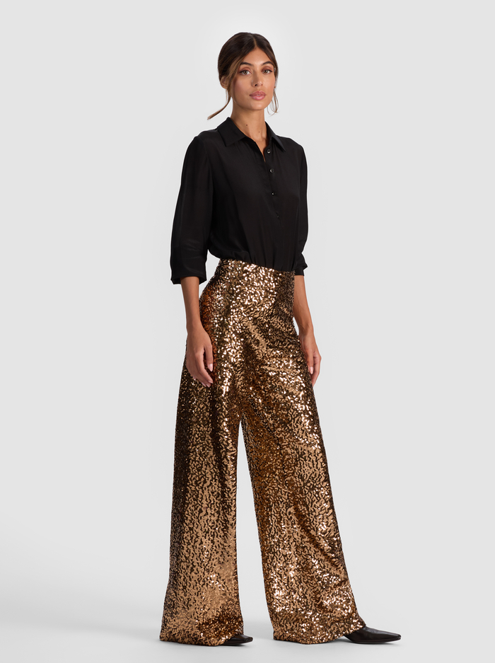 ATHENA SEQUIN PANT - GOLD/BLACK image 4 - Alice And Olivia