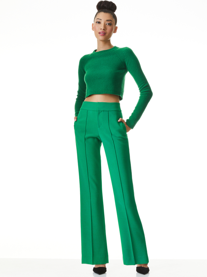 DYLAN HIGH WAISTED WIDE LEG PANT - DEEP EMERALD image 4 - Alice And Olivia