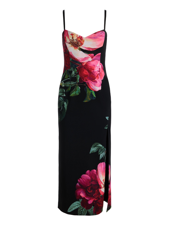 EMPRESS BLOOM BLACK-NINA MIDI DRESS