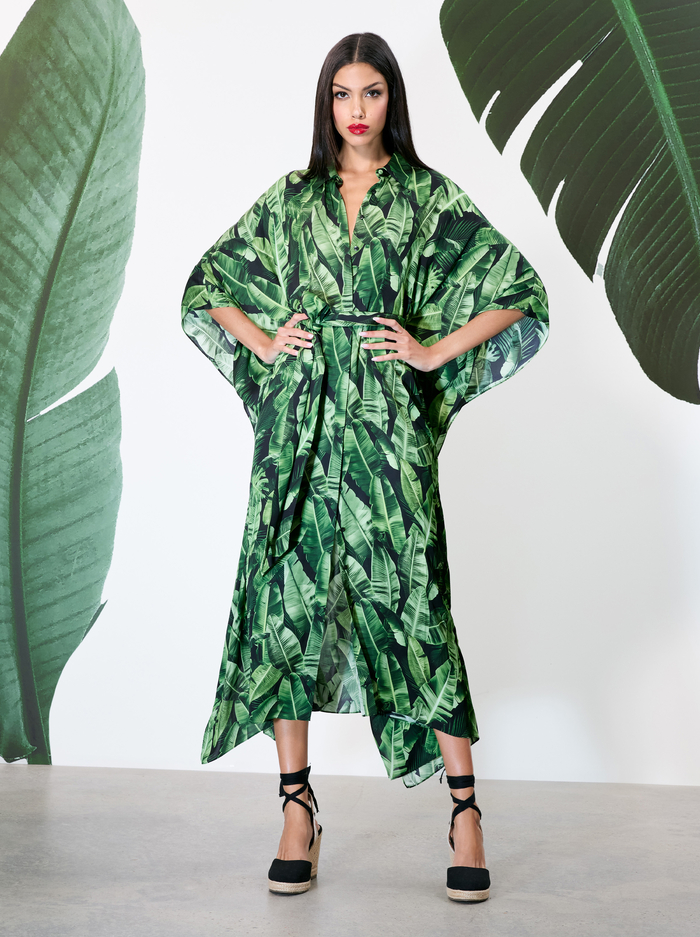 DEANNE MIDI SHIRT DRESS - JUNGLE PALM BLACK image 6 - Alice And Olivia
