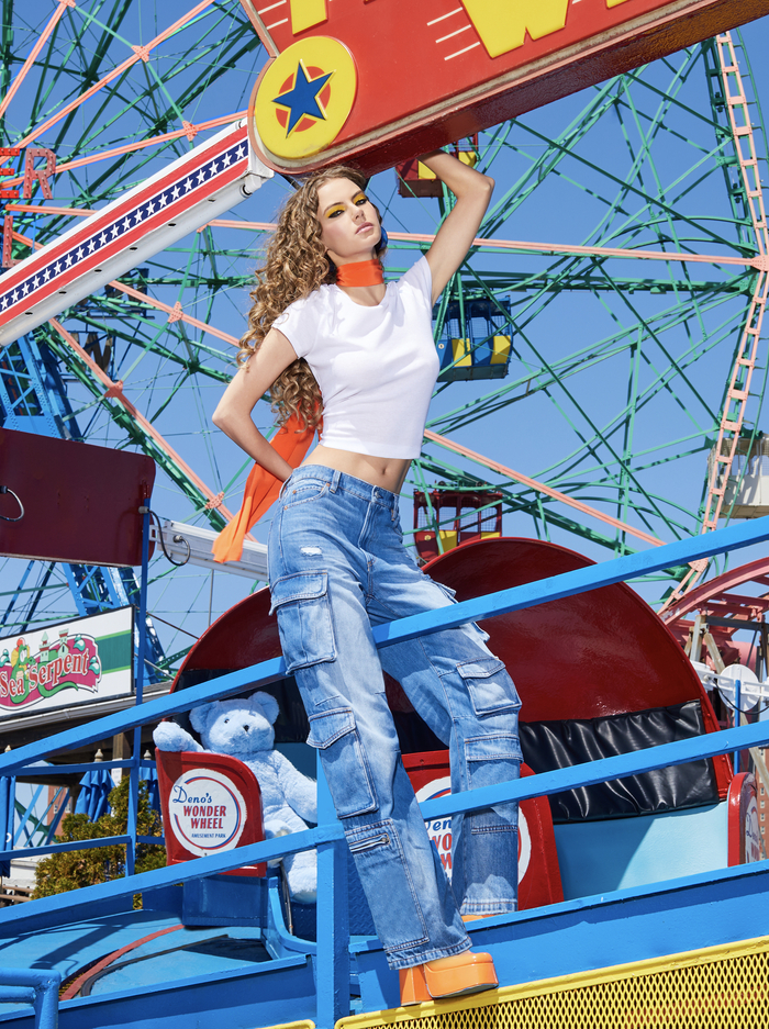 LUIS DENIM CARGO PANT - PASADENA BLUE image 6 - Alice And Olivia