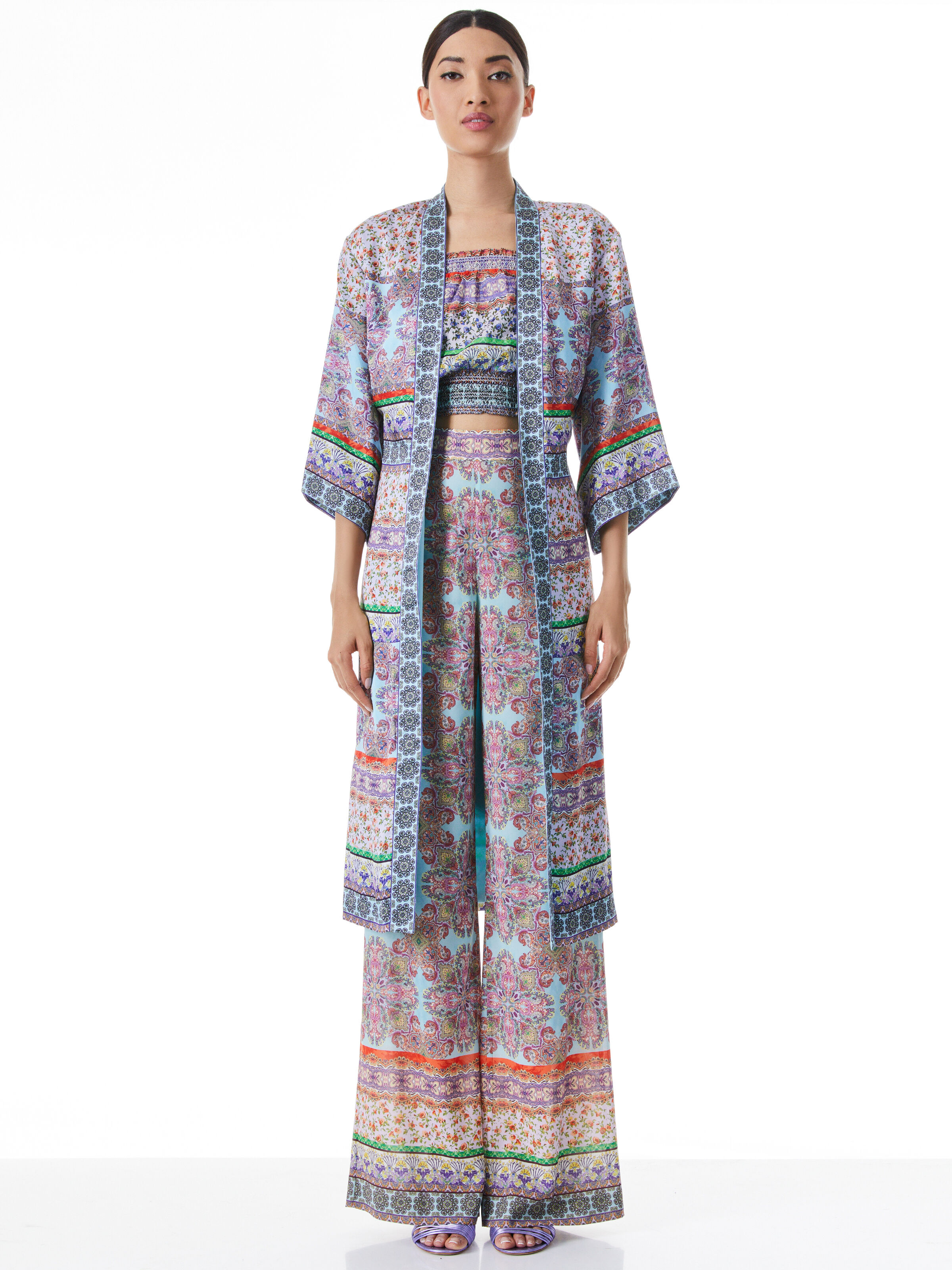FLORA DRAPEY KIMONO + ELMA HIGH WAISTED WIDE LEG PANT + LOIS