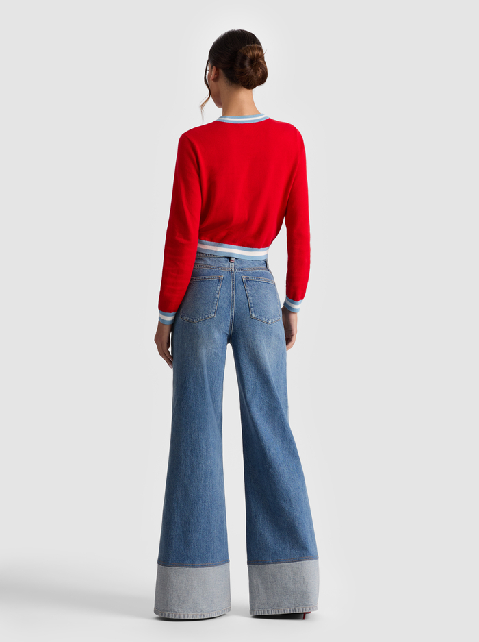 CAROLANN SHRUNKEN PULLOVER - BRIGHT RUBY/MULTI image 2 - Alice And Olivia