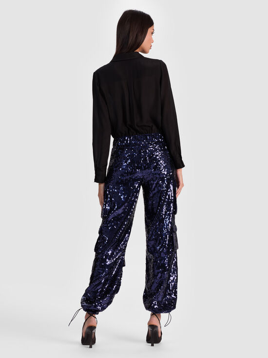 MIDNIGHT BLUE-OLYMPIA SEQUIN CARGO PANT