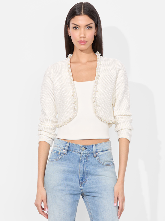 SOFT WHITE-DUKE EMBELLISHED CARDIGAN