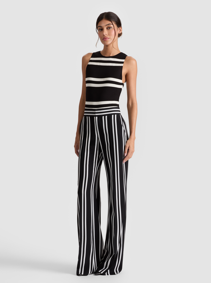 ROTHY BODYSUIT - PADDLEBOARD STRIPE BLACK/ECRU image 1 - Alice And Olivia
