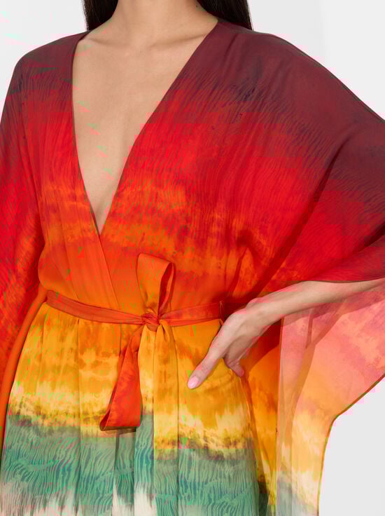 CRYSTAL TIE DYE-MARVA BELTED MINI KAFTAN