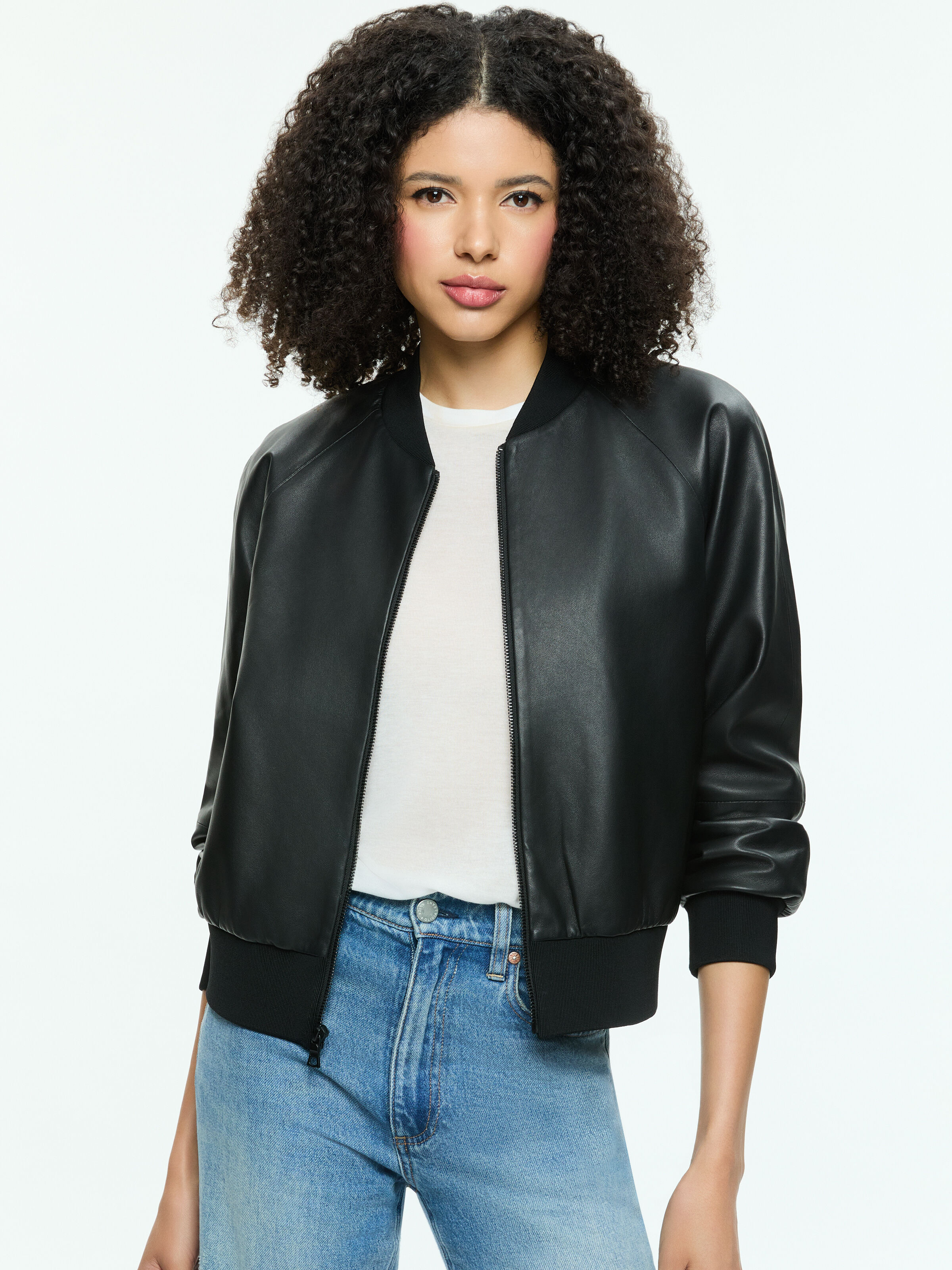 Alice olivia leather jacket top