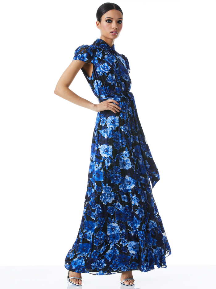 Miranda Short Sleeve Tiered Maxi Dress In Dream Floral Royalty Alice