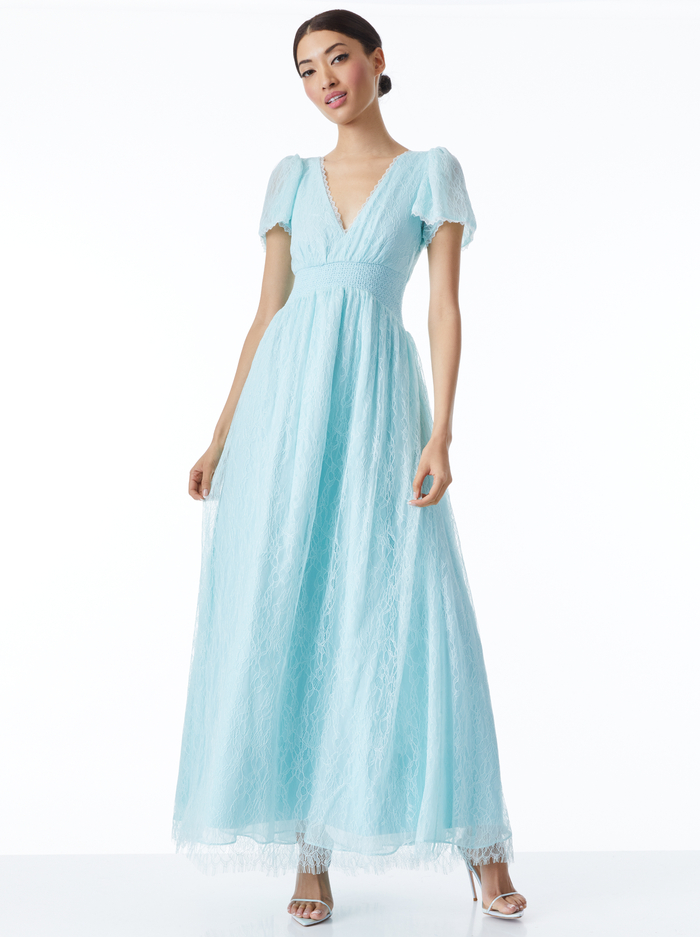 CHARLSIE SMOCKED WAIST DRESS - POWDER BLUE image 2 - Alice And Olivia