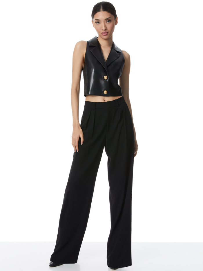 MERI CROPPED DOUBLE BREASTED BLAZER TOP - BLACK image 2 - Alice And Olivia