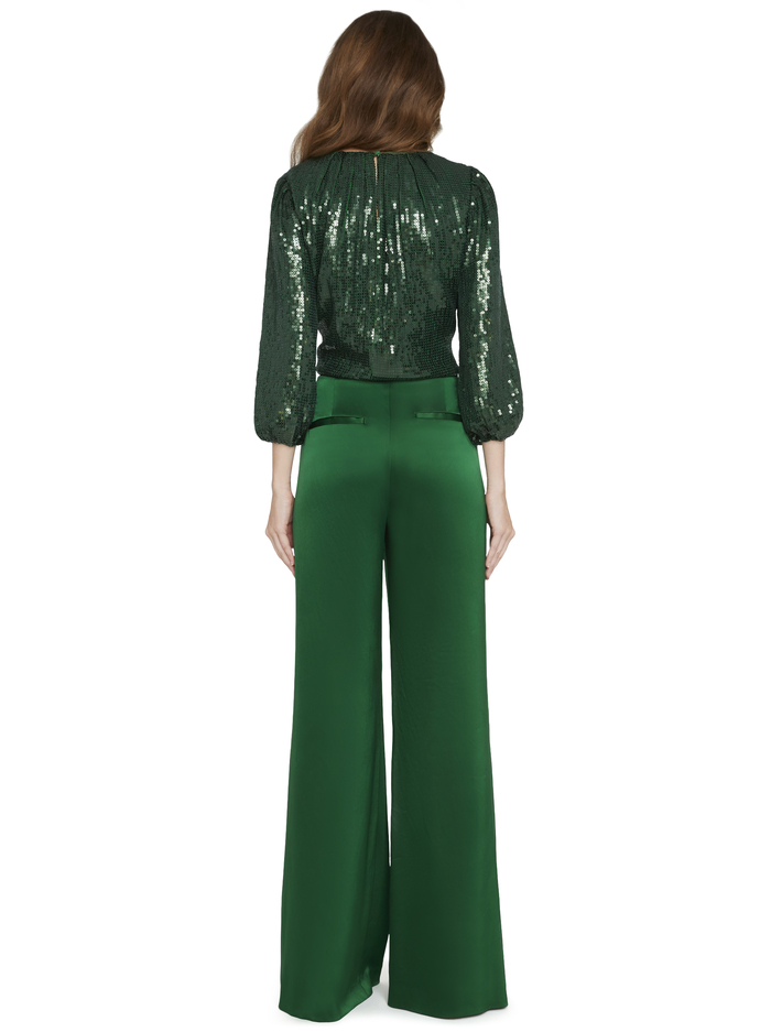 AVILA SEQUIN CREW NECK CROP TOP - BASIL image 1 - ALICE + OLIVIA