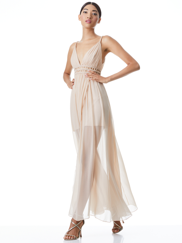 RYA CUT OUT MAXI DRESS - ALMOND image 2 - Alice And Olivia