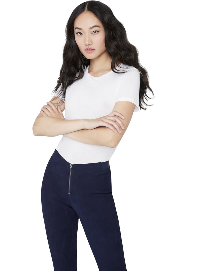 FRONT ZIP SUEDE LEGGING - NAVY image 2 - Alice And Olivia