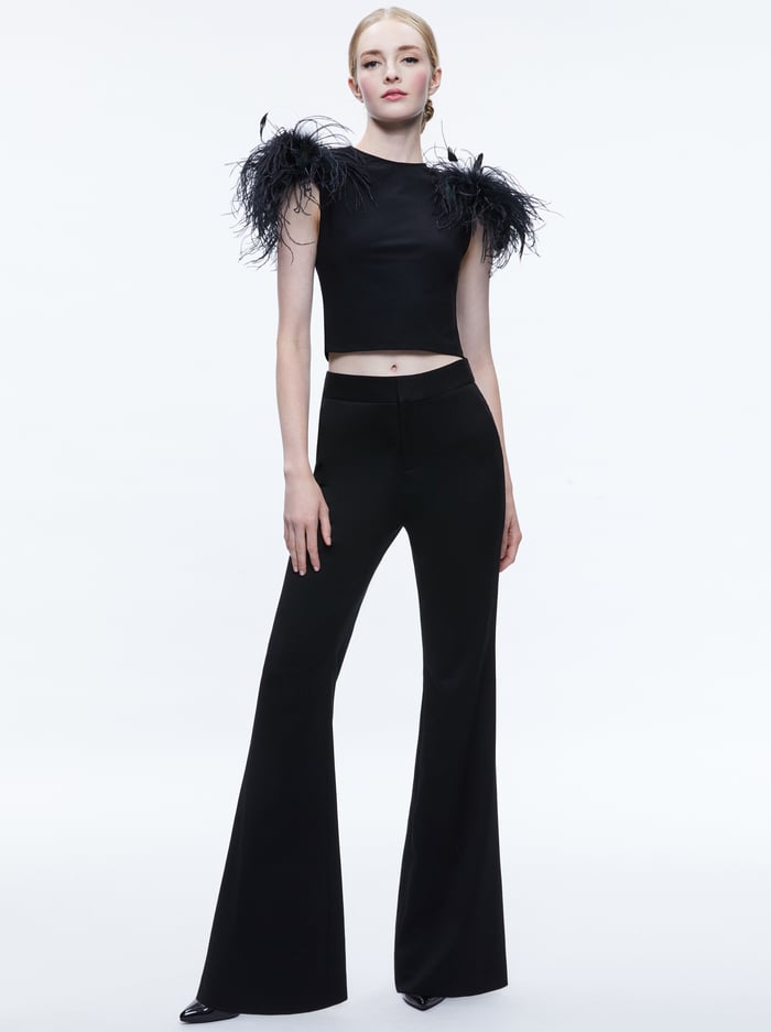 TAMICA FEATHER DETAIL TOP - BLACK image 2 - Alice And Olivia