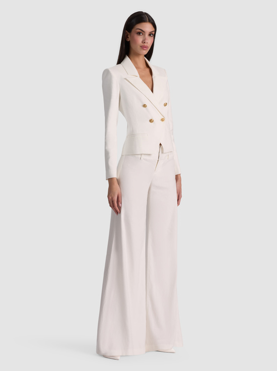 OFF WHITE-SABLE LINEN CROPPED BLAZER