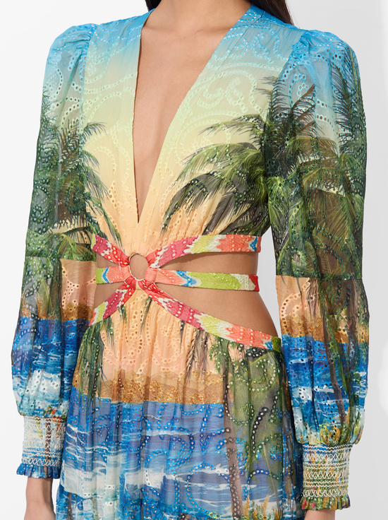 ISLAND DREAMS MULTI-PATRICA TIERED DRESS