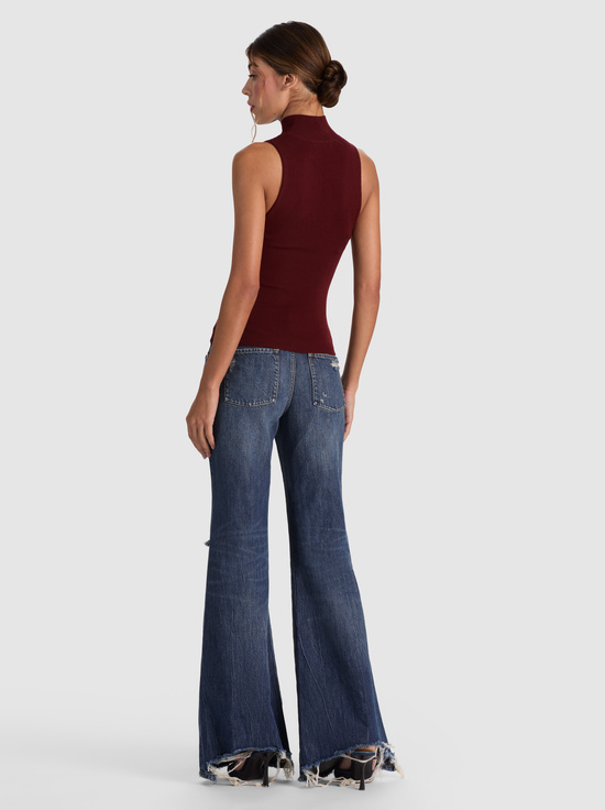COGNAC-DARCEY WOOL SLEEVELESS TURTLENECK