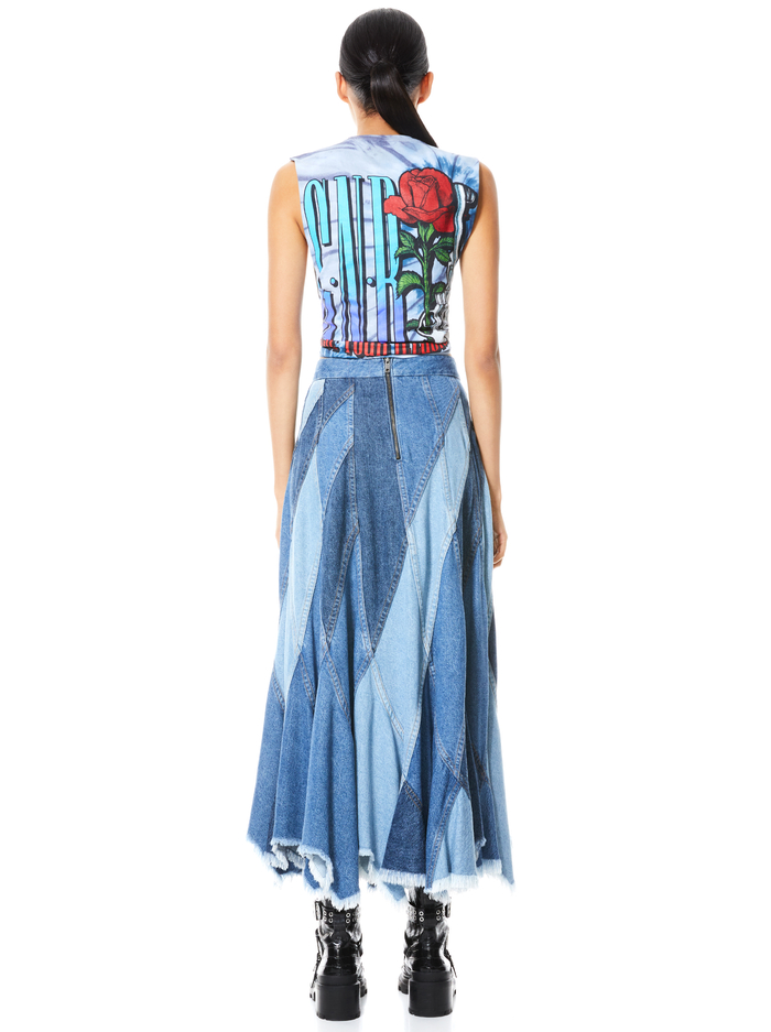 PIERRE PATCHWORK MIDI SKIRT - HAPPY GO LUCKY image 1 - Alice And Olivia