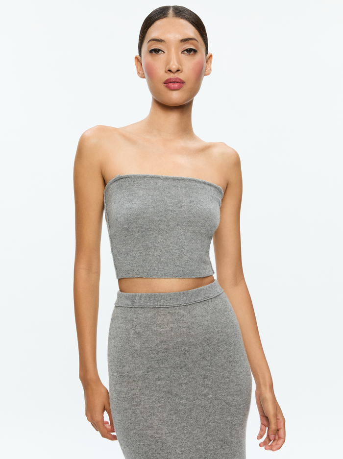 ALISON KNIT TOP - MEDIUM HEATHER GREY - Alice And Olivia