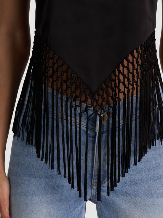 BLACK-GRETA HANDKERCHIEF FRINGE TOP