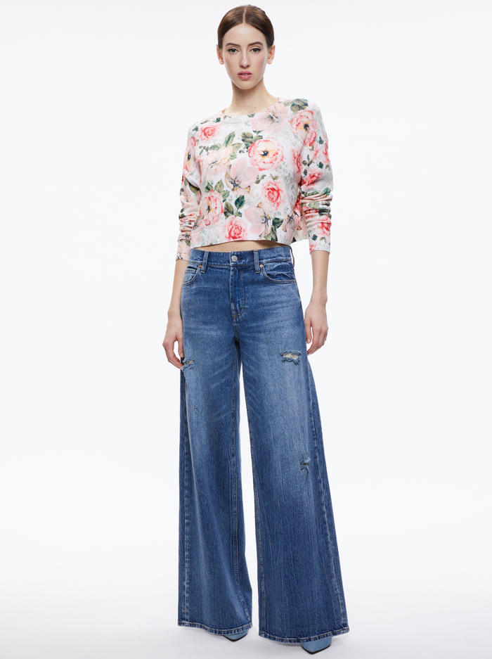 GLEESON PRINTED FLORAL PULLOVER - MORNINGSIDE FLORAL WHITE image 2 - Alice And Olivia