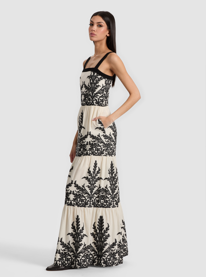 SAIGE TIERED MAXI DRESS - OFF WHITE/BLACK image 3 - Alice And Olivia