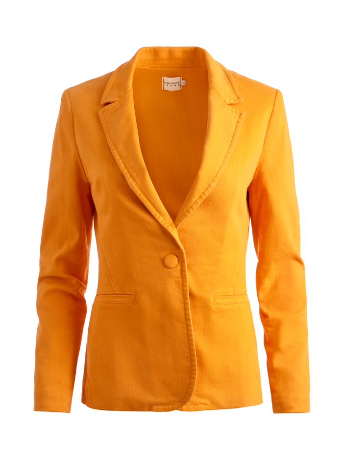 MACEY DENIM FITTED BLAZER - TANGERINE image 5 - Alice And Olivia