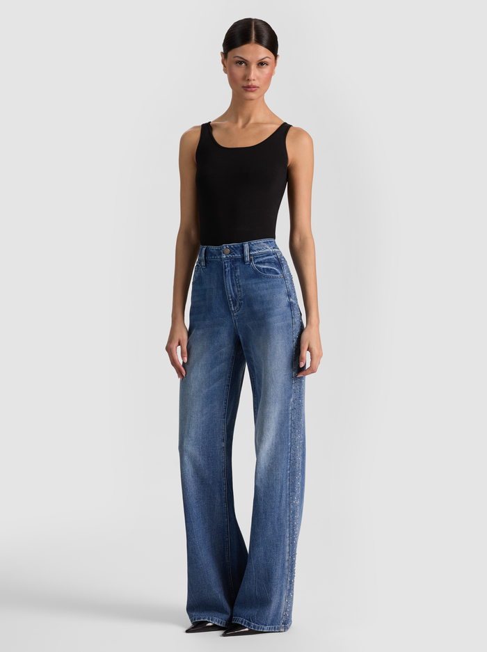 CHIC EMBELLISHED JEAN - BROOKLYN BLUE/HEMATITE image 1 - ALICE + OLIVIA