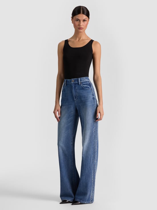 BROOKLYN BLUE/HEMATITE-CHIC EMBELLISHED JEAN