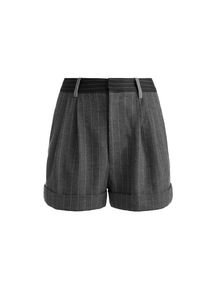 CONRY PLEATED CUFF SHORT - GREY/CHARCOAL PINSTRIPE image 4 - Alice And Olivia