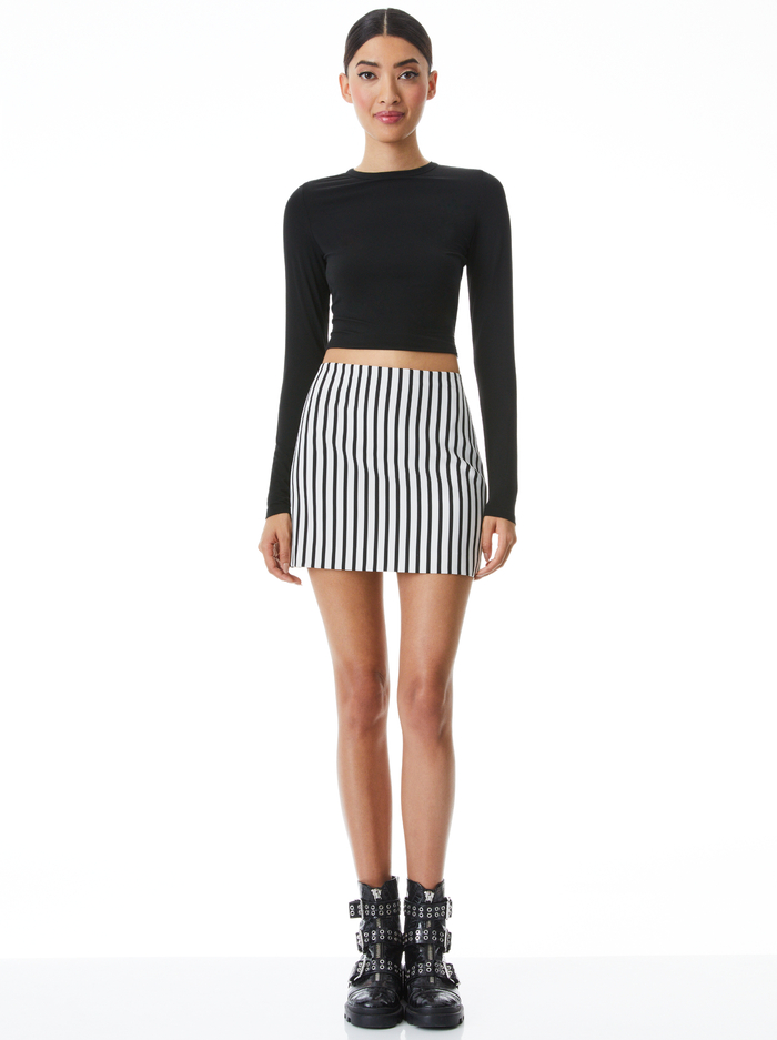 DELAINA CREW NECK CROP TOP - BLACK image 2 - Alice And Olivia