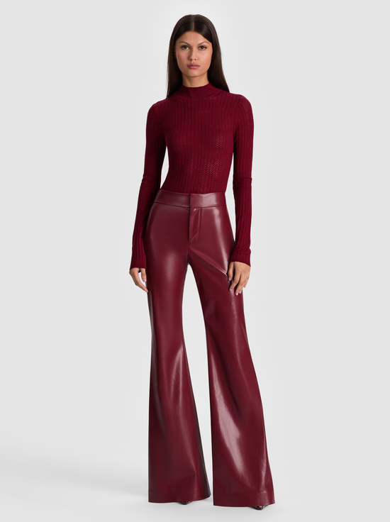 OXBLOOD-LANIE POINTELLE PULLOVER
