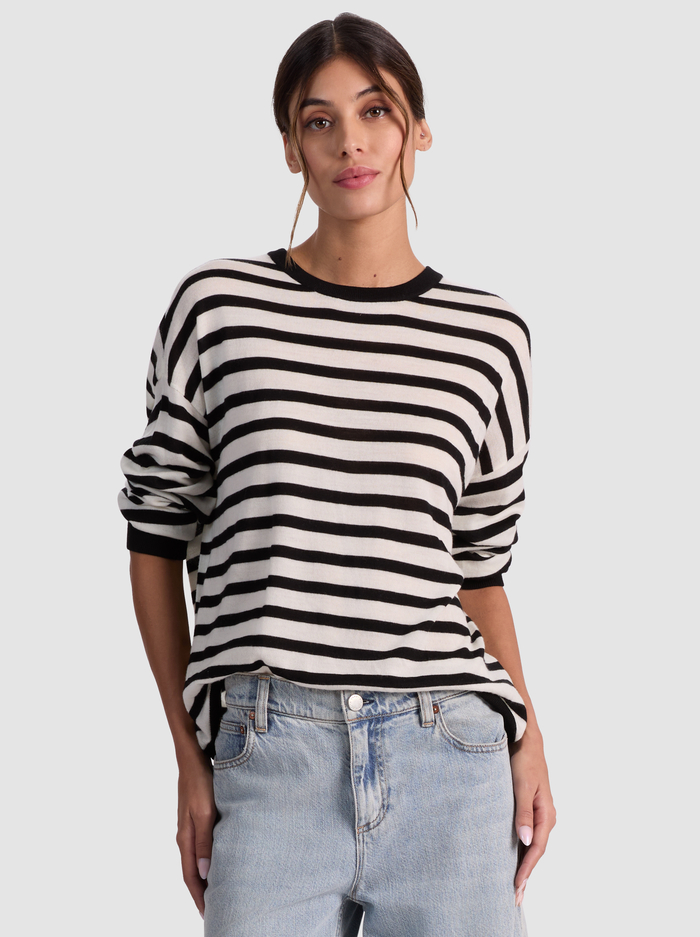 MITCHELL WOOL PULLOVER - SOFT WHITE/BLACK - ALICE + OLIVIA