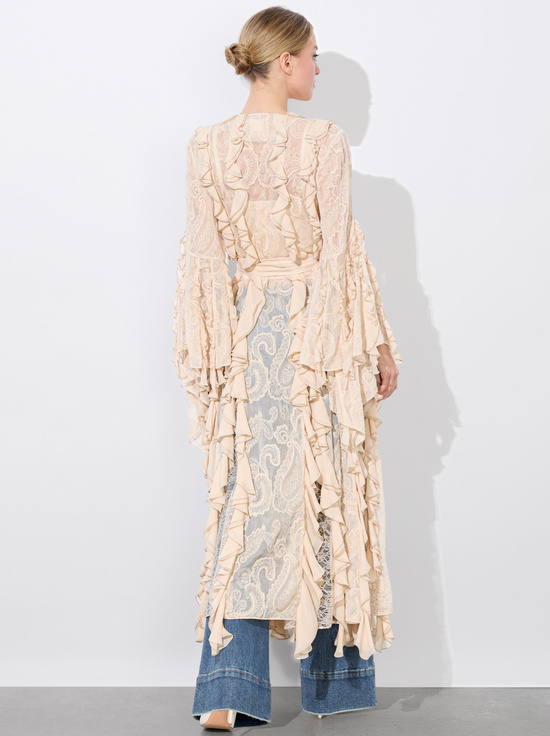 CHAMPAGNE-CHER RUFFLE MAXI ROBE