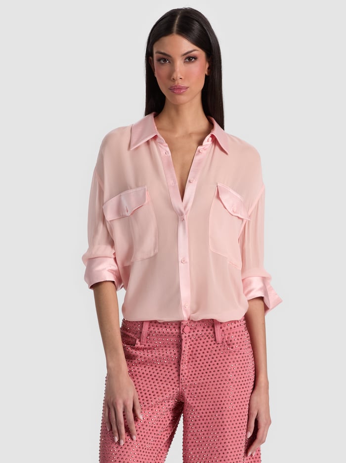 FINELY OVERSIZED UTILITY SHIRT - ENGLISH ROSE - ALICE + OLIVIA