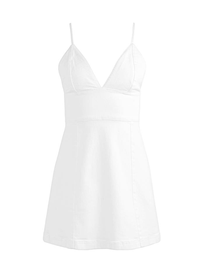 CARLI SPAGHETTI STRAP DENIM MINI DRESS - WHITE image 5 - Alice And Olivia